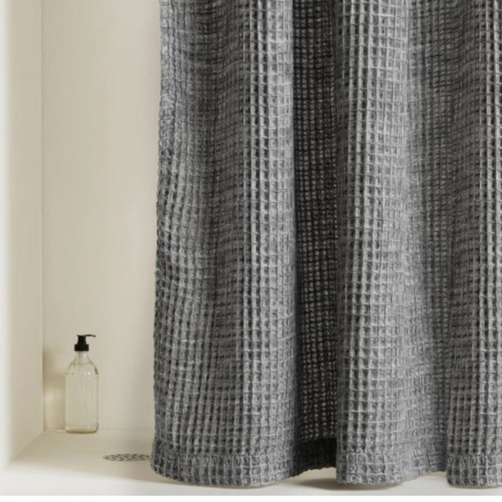 Parachute Textured Waffle Shower Curtain in Charcoal